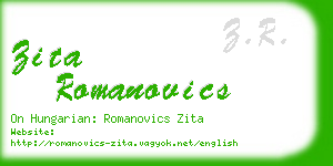 zita romanovics business card